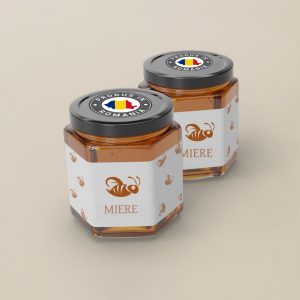 Borcan miere eticheta Produs în România